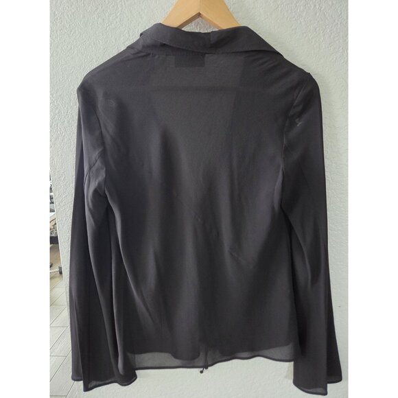 Banana Republic Black Semi Sheer Silk Blouse Sz Small. Y2K, Vampcore Lightweigt - Picture 3 of 7